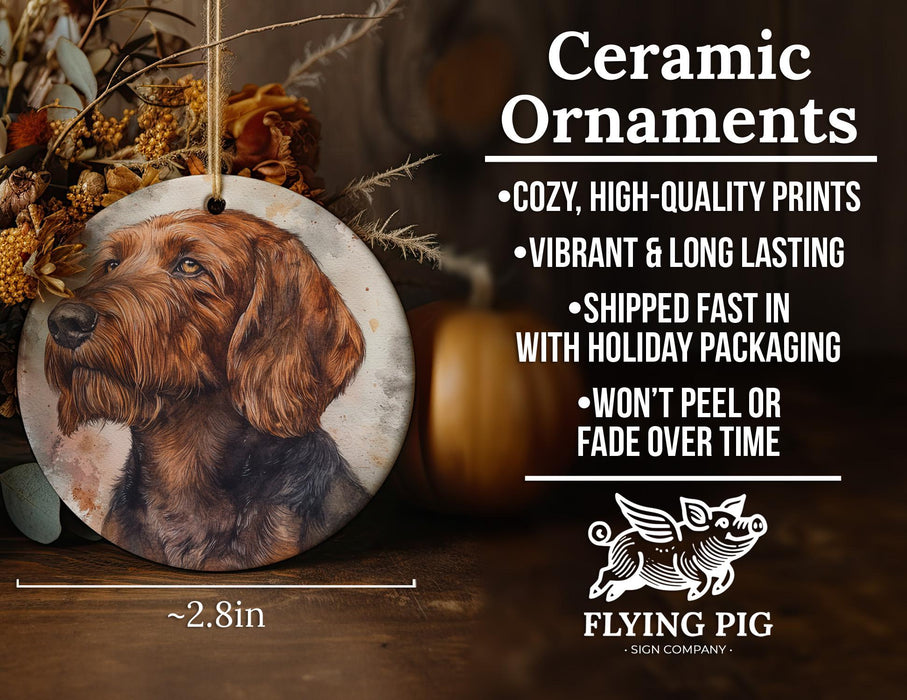 a ceramic ornament with a picture of a dog on it