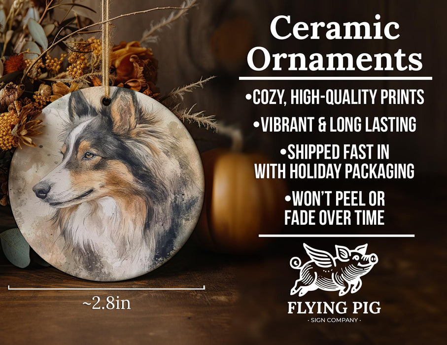 a ceramic ornament with a picture of a dog on it