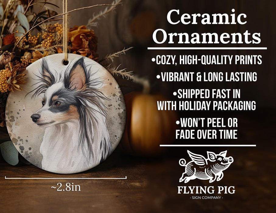 a ceramic ornament with a picture of a dog on it