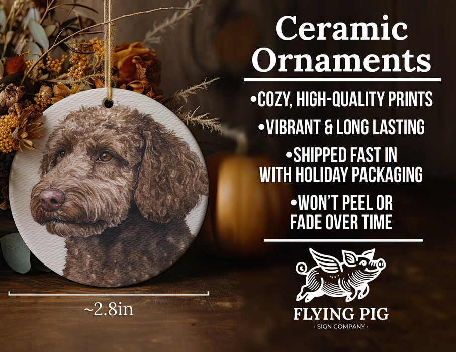 a ceramic ornament with a dog on it