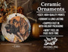 a ceramic ornament with a dog on it