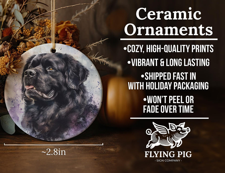 a ceramic ornament with a black dog on it