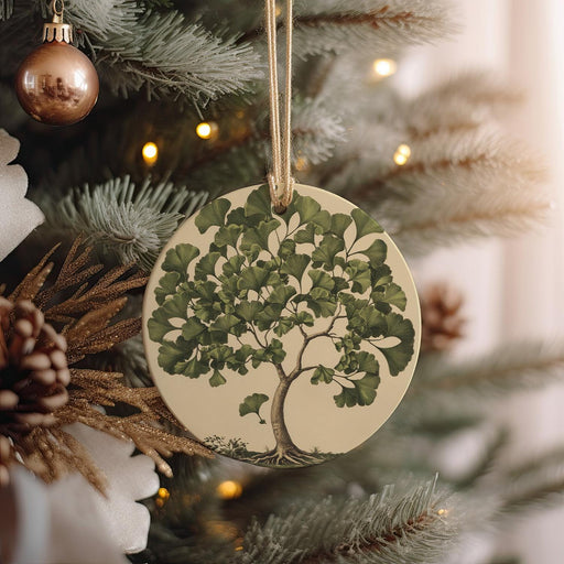 a tree ornament hanging from a christmas tree