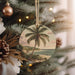 a christmas ornament hanging from a christmas tree