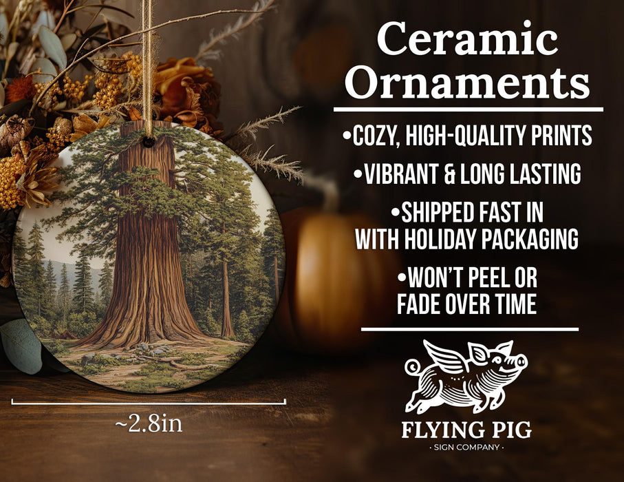 a ceramic ornament with a picture of a tree