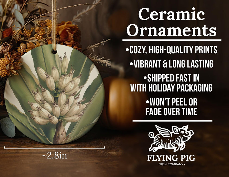 a ceramic ornament with a bunch of flowers on it