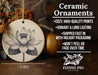 a ceramic ornament with a picture of a flower on it