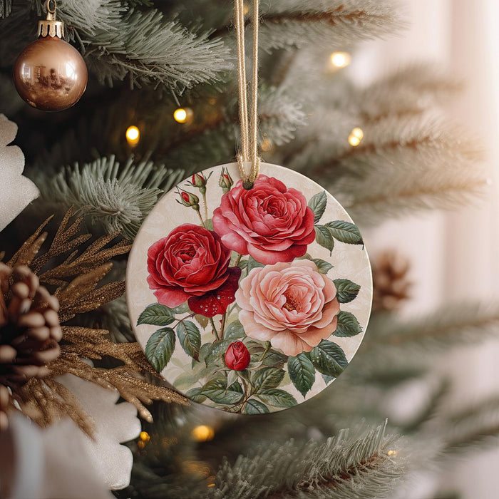 a christmas ornament hanging from a christmas tree
