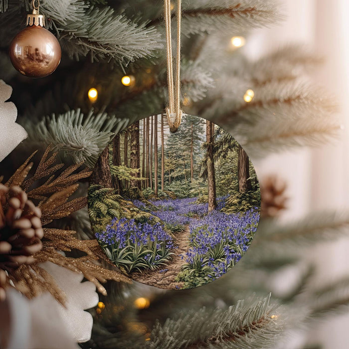 a christmas ornament hanging from a christmas tree