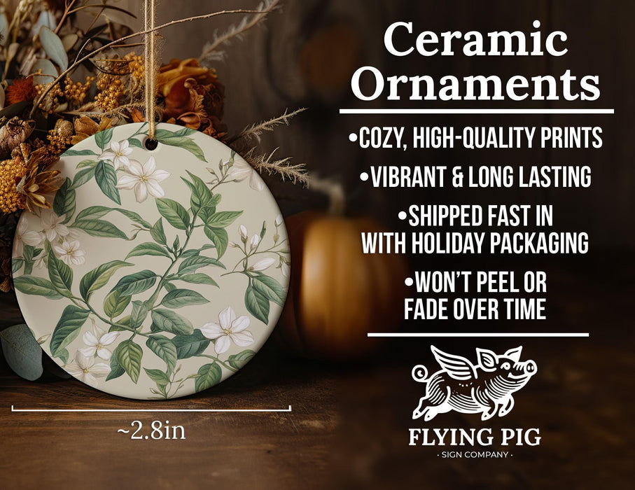 a ceramic ornament sitting on top of a wooden table