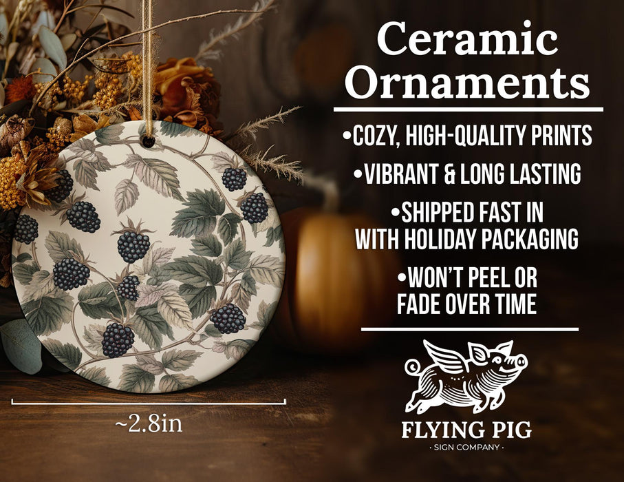 a ceramic ornament hanging on a wooden table
