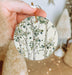 a person holding a paper ornament with a tree on it