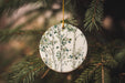 a christmas ornament hanging from a tree
