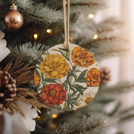a christmas ornament hanging from a christmas tree
