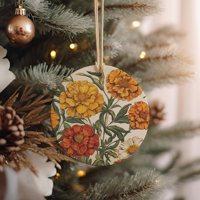 a christmas ornament hanging from a christmas tree