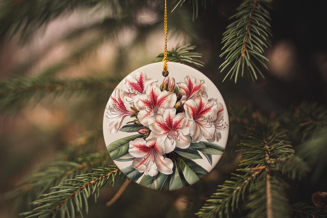 a christmas ornament hanging from a christmas tree