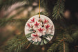 a christmas ornament hanging from a christmas tree