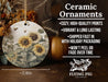 a ceramic ornament with sunflowers on it