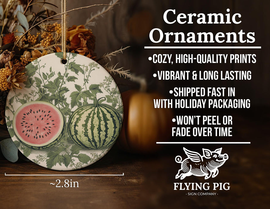 a ceramic ornament with watermelon slices on it
