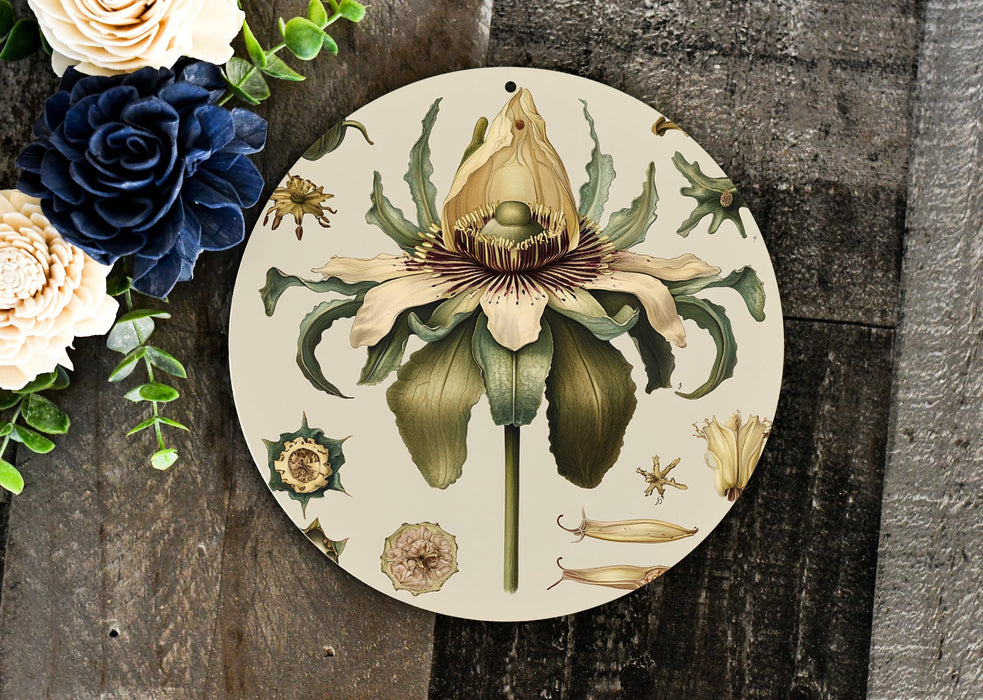 a picture of a flower on a wooden surface