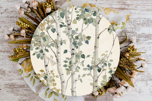 a paper plate with a tree design on it