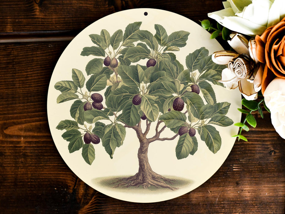 a plate with a picture of a tree on it