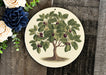 a plate with an image of a tree on it