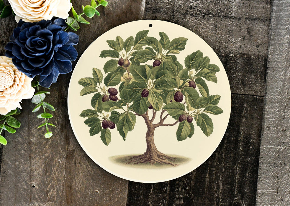 a plate with an image of a tree on it