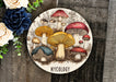 a close up of a plate with mushrooms on it