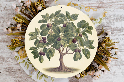 a plate with a tree painted on it
