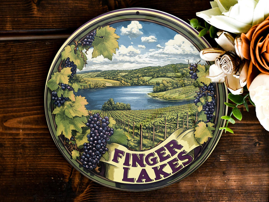 a picture of finger lakes surrounded by flowers