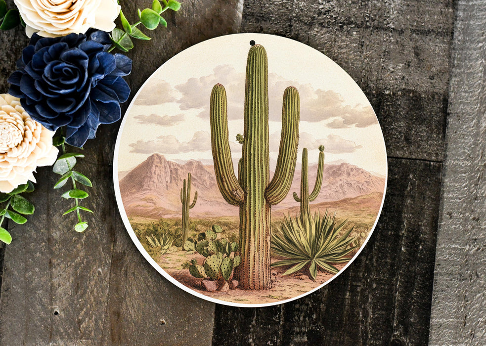 a plate with a picture of a cactus on it