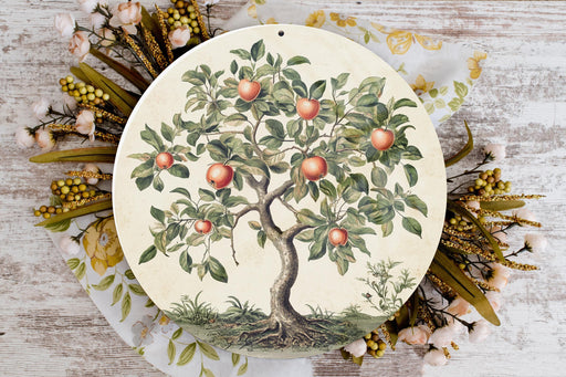 a picture of an apple tree on a plate