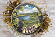 a painting of a finger lakes sign surrounded by flowers
