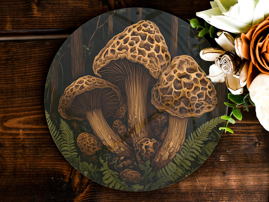a group of mushrooms sitting on top of a wooden table