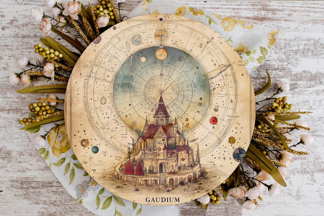 a plate with a picture of a building on it