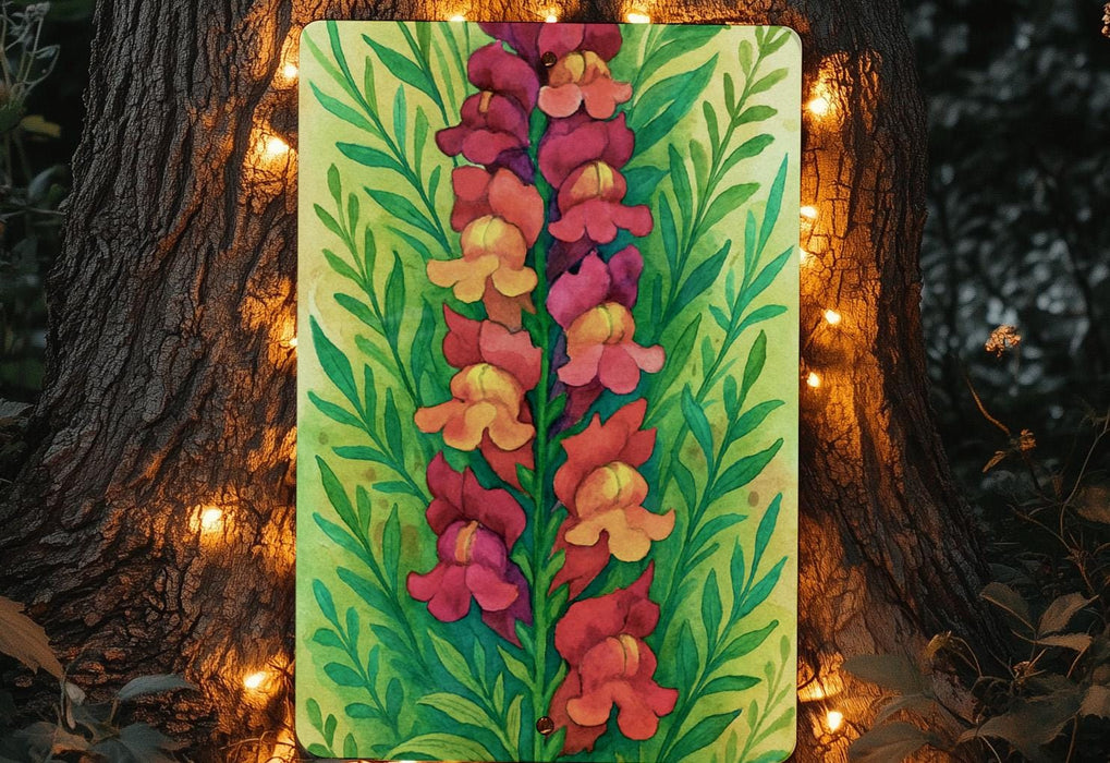 a painting of flowers on a yellow background