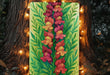 a painting of flowers on a yellow background