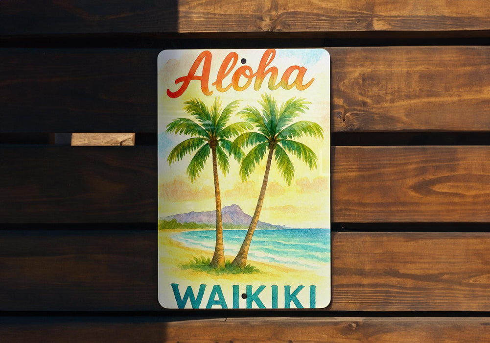 a wooden bench with a sign that says aloha