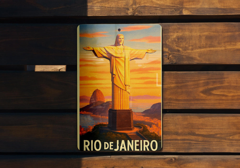 a picture of the statue of jesus on a wooden bench