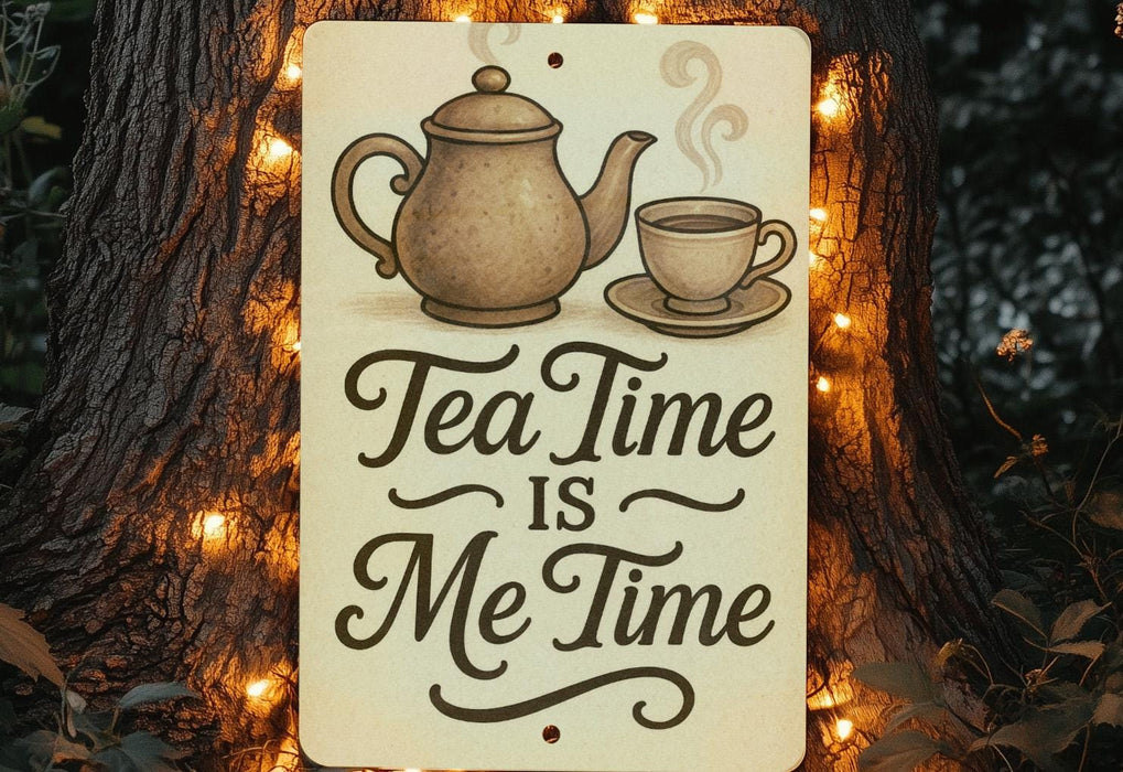 a sign that says tea time is me time