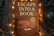 a sign that reads escape into a book