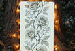 a card with a picture of roses on it