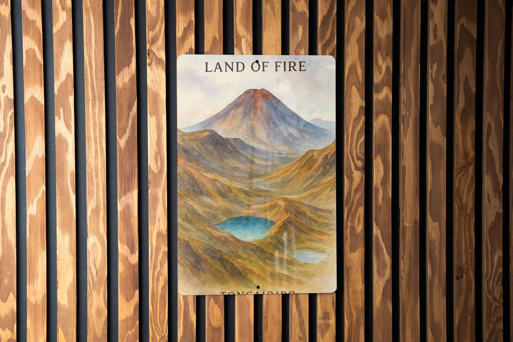 a painting of a mountain with a lake in the foreground