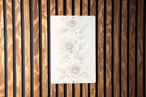 a picture of some flowers on a wooden wall
