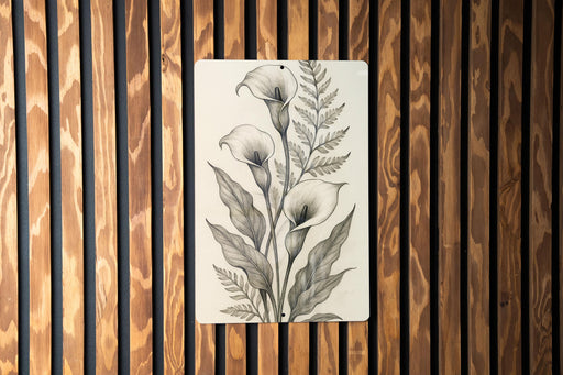 a picture of a flower on a wooden wall