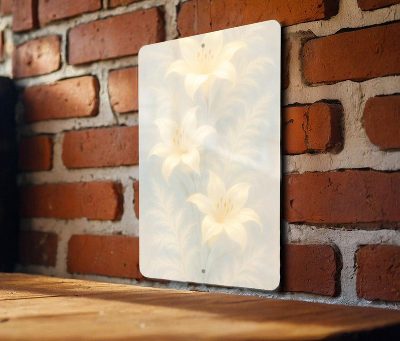 a picture of a white flower on a brick wall