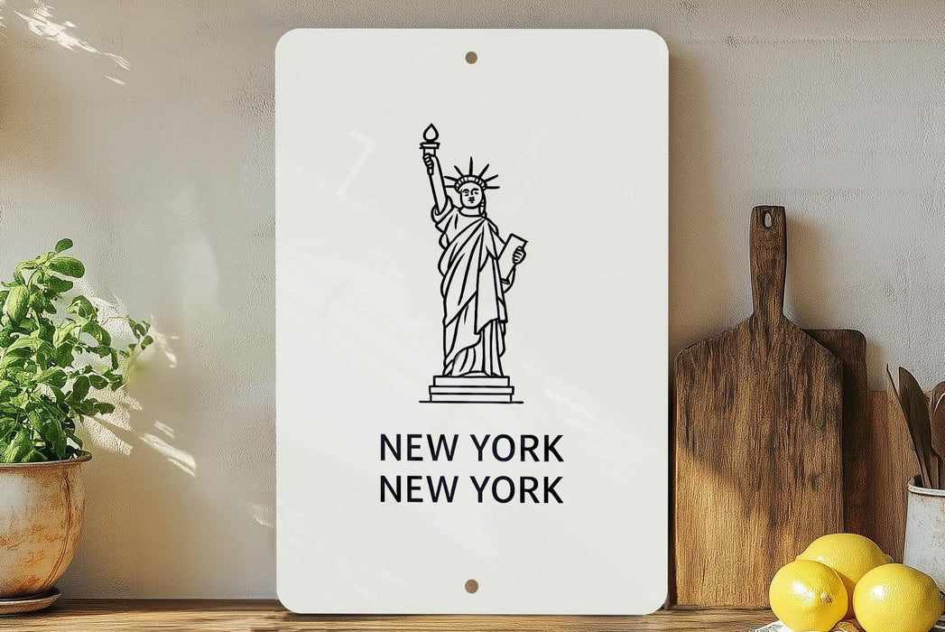 a picture of a statue of liberty on a wall