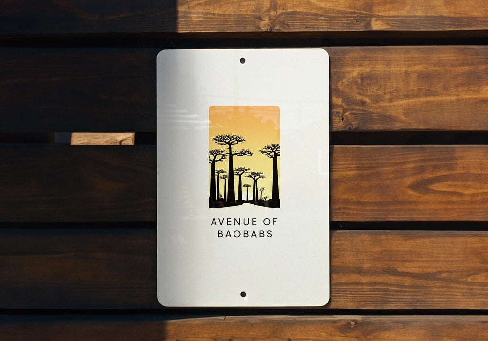 a sign on a wooden wall that says avenue of baobabs