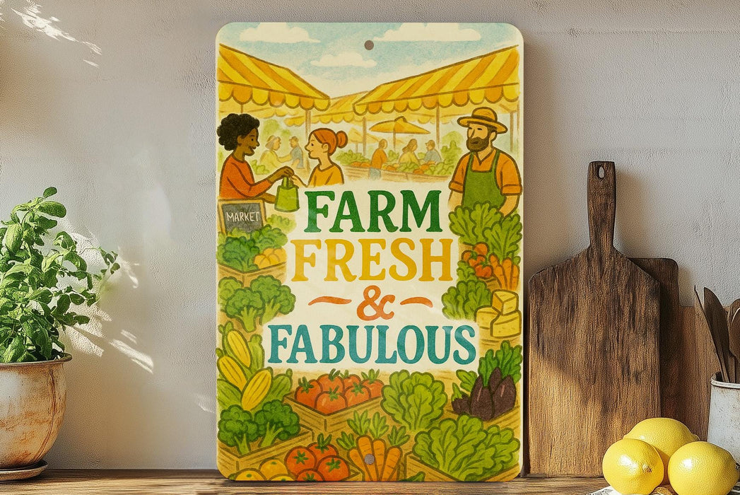 a picture of a farm fresh and fabulous sign